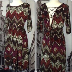 Corset Back Midi Dress with 3/4 Sleeves